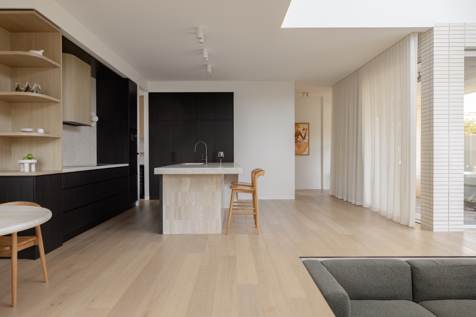 Engineered oak flooring in a light-filled home