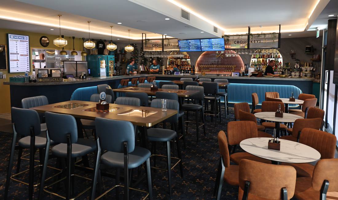 Cross Keys Hotel main bar fitted with custom branded carpet
